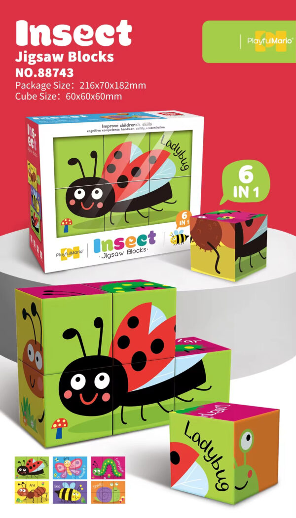New Arrival 6 in 1 6pcs Puzzle Set for Kids of Various Themes Ocean Insect Universe Arctic Jigsaw Block Set - Image 7