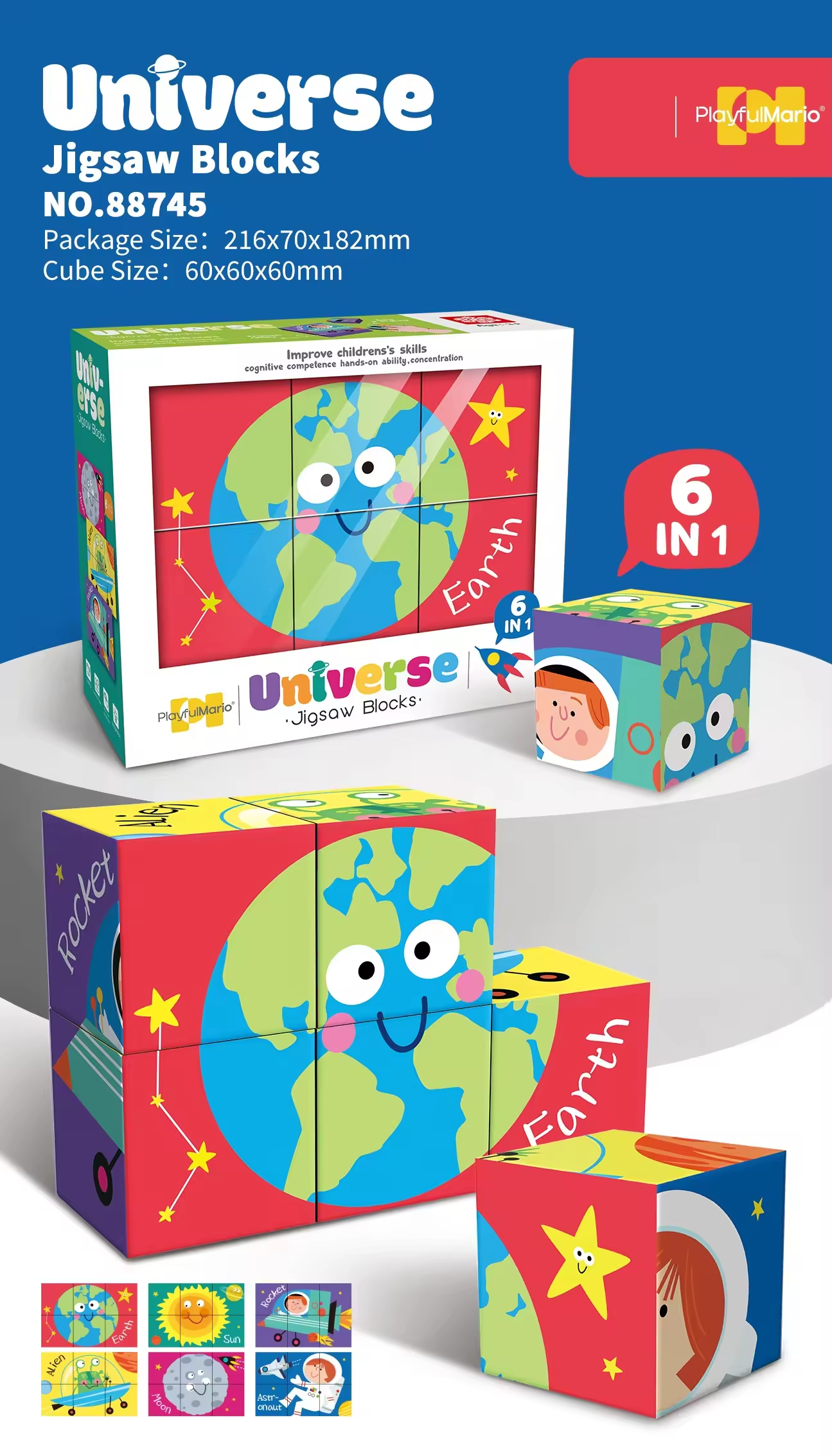 New Arrival 6 in 1 6pcs Puzzle Set for Kids of Various Themes Ocean Insect Universe Arctic Jigsaw Block Set - Image 8