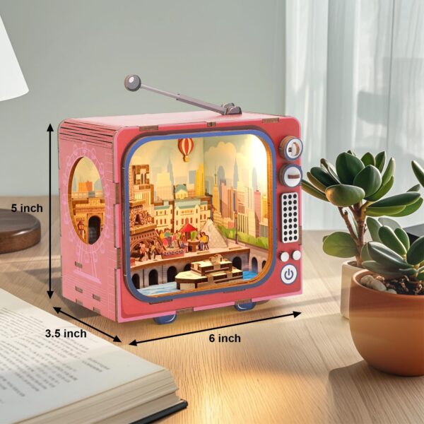Creative Gift Wooden 3d Tv Set Building Puzzle Mini Kit Building Toy Miniature Doll House Diy Toys for Kids - Image 6
