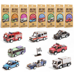 3D Wooden Jigsaw Puzzle Kids Diy Assembly 3d Pull Back Wooden Puzzle Car - Image 13