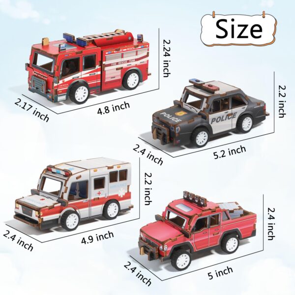 3D Wooden Jigsaw Puzzle Kids Diy Assembly 3d Pull Back Wooden Puzzle Car - Image 6