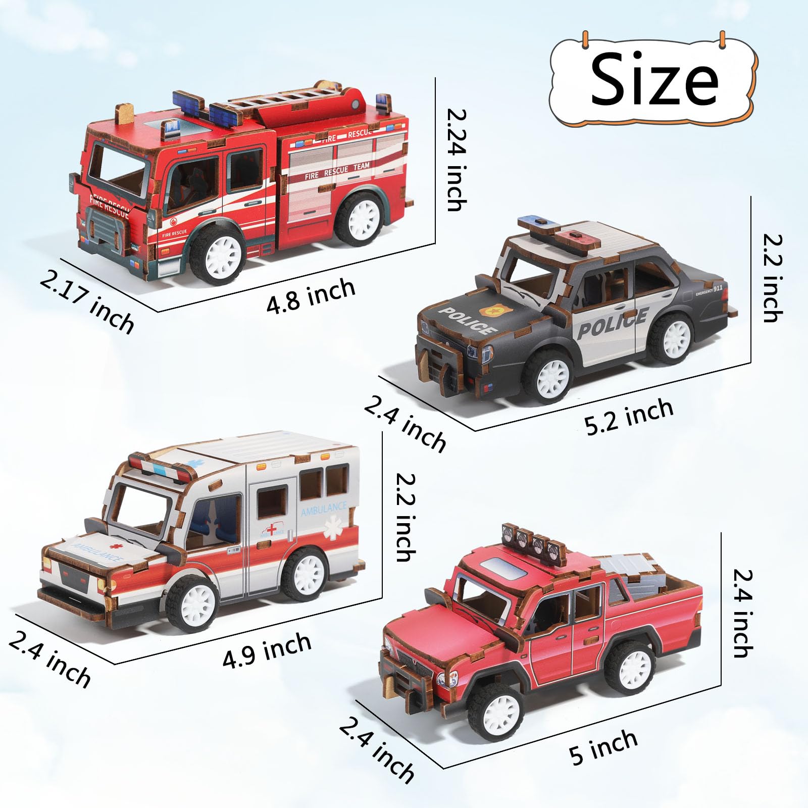 3D Wooden Jigsaw Puzzle Kids Diy Assembly 3d Pull Back Wooden Puzzle Car - Image 5