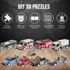 3D Wooden Jigsaw Puzzle Kids Diy Assembly 3d Pull Back Wooden Puzzle Car - Image 17