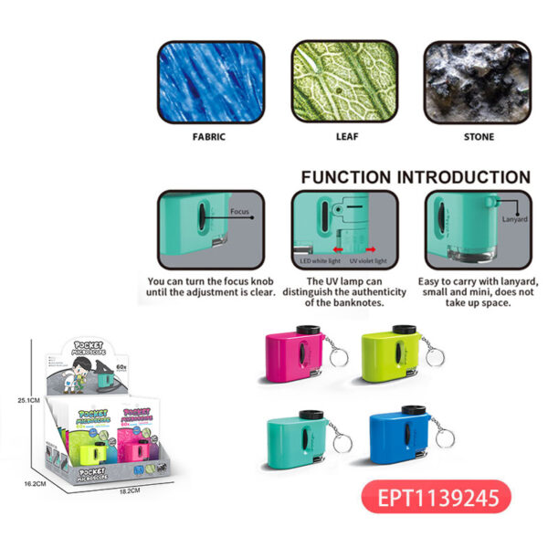 12PCS Mini Portable Microscope Stem Kits 60x-120x Button Battery Educational Pocket Games Plastic Juguetes for Kids - Image 10