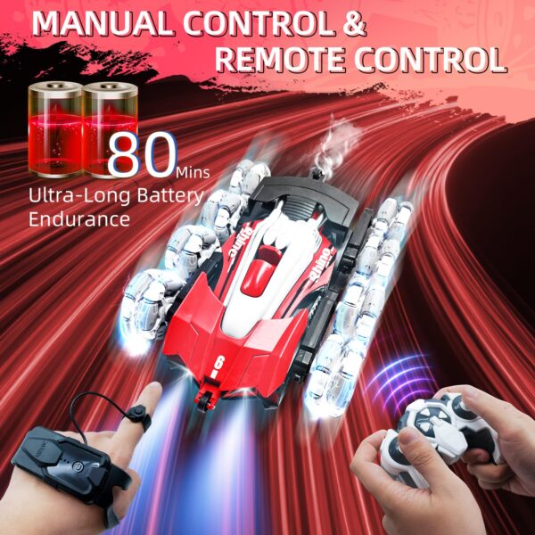 Remote Control Stunt Light Car 8wd Drift Spray Dual Mode Racing Toy Hand Gesture Remote Control Rc Stunt Car - Image 6