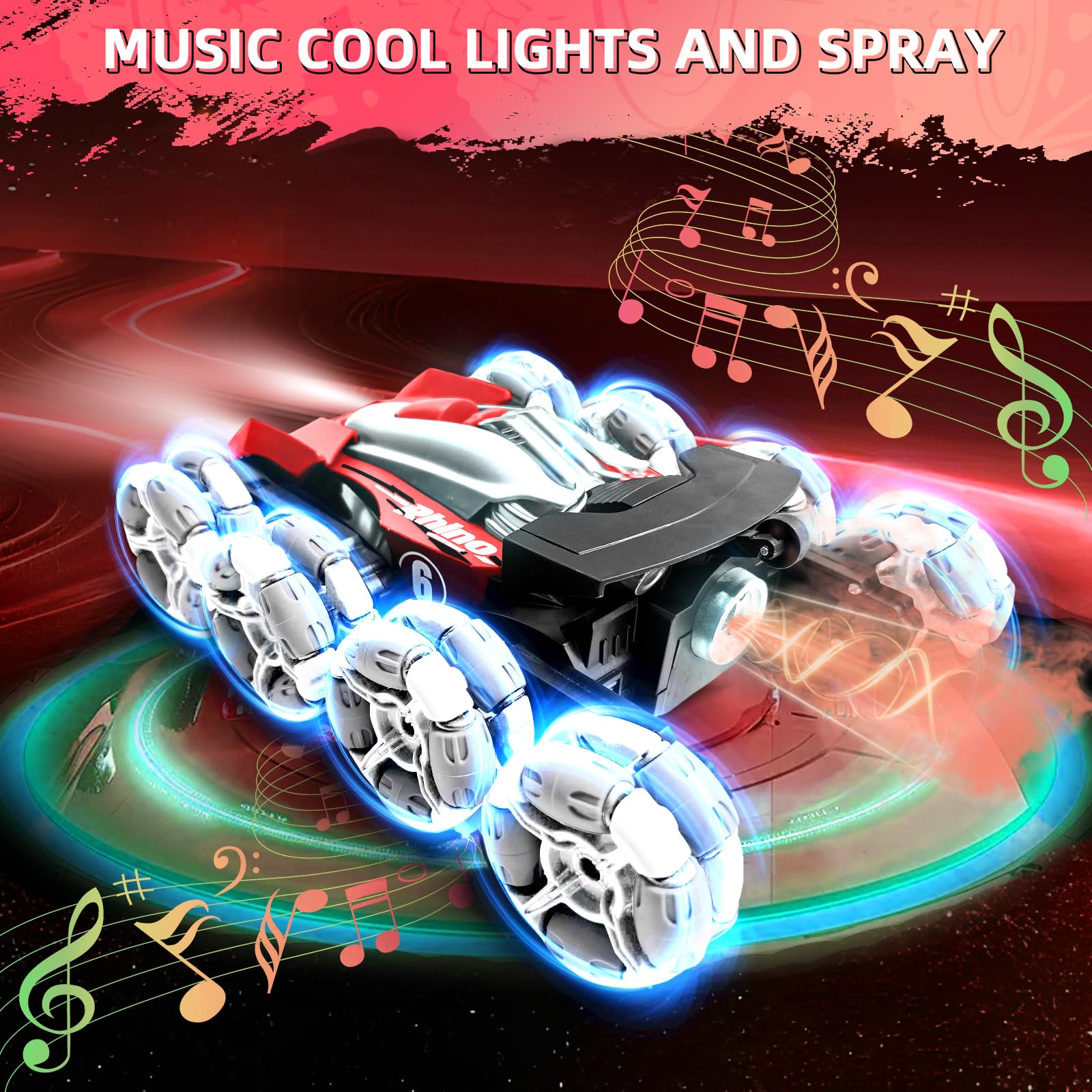 Remote Control Stunt Light Car 8wd Drift Spray Dual Mode Racing Toy Hand Gesture Remote Control Rc Stunt Car - Image 7