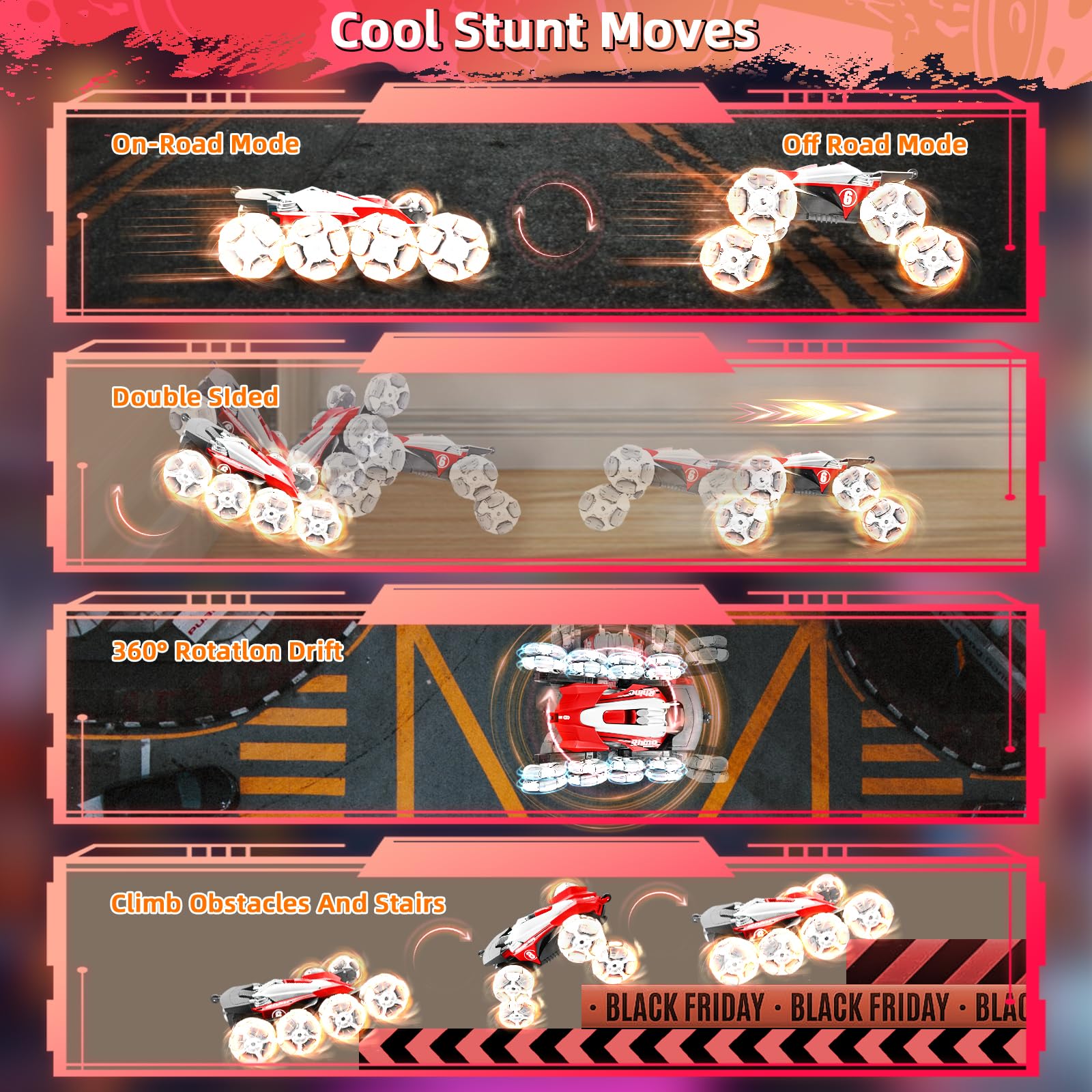 Remote Control Stunt Light Car 8wd Drift Spray Dual Mode Racing Toy Hand Gesture Remote Control Rc Stunt Car - Image 9