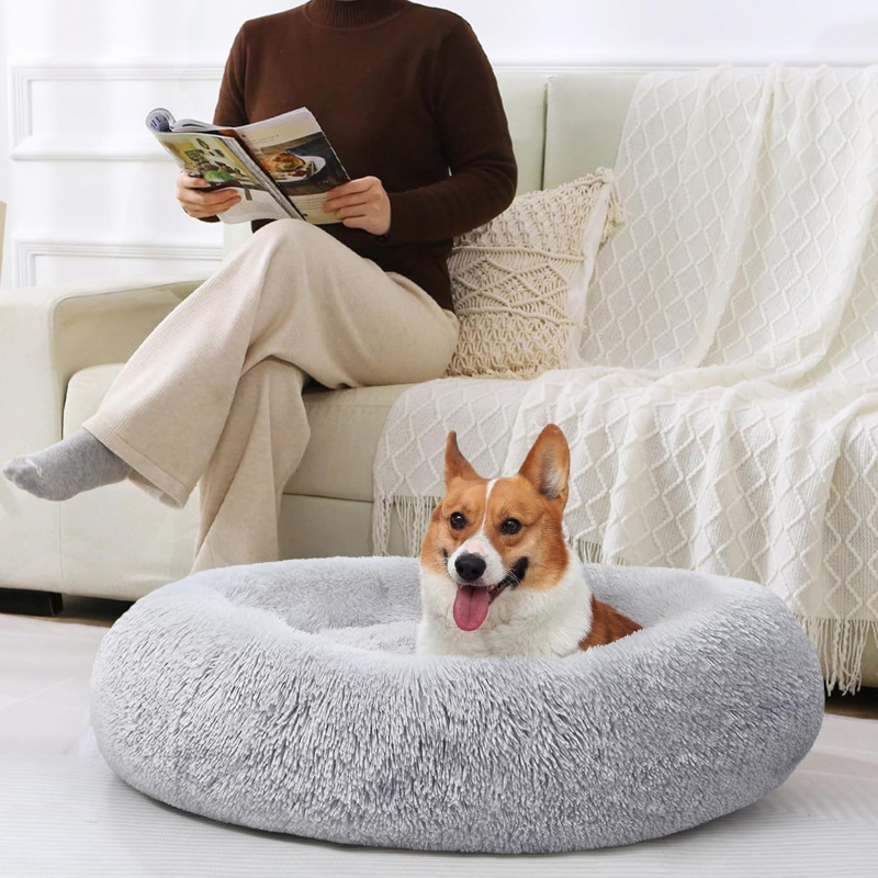 Small Dog Bed, Calming Soft Anti-Anxiety Donut Cat Bed - Image 15