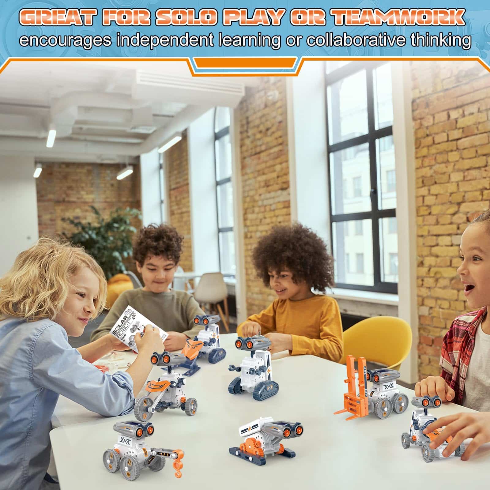 21 In-1 Solar Robot Building STEM Toy Educational Toy Battery Solar Powered STEM Building Toy Set with 210 Pieces - Image 4
