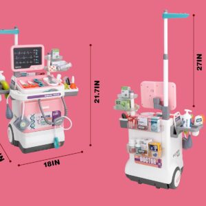 Deluxe Pretend Play Electric Medical Cart Simulated Medicine Injection Carry Bag Toddlers Doctor Toy Set - Image 20