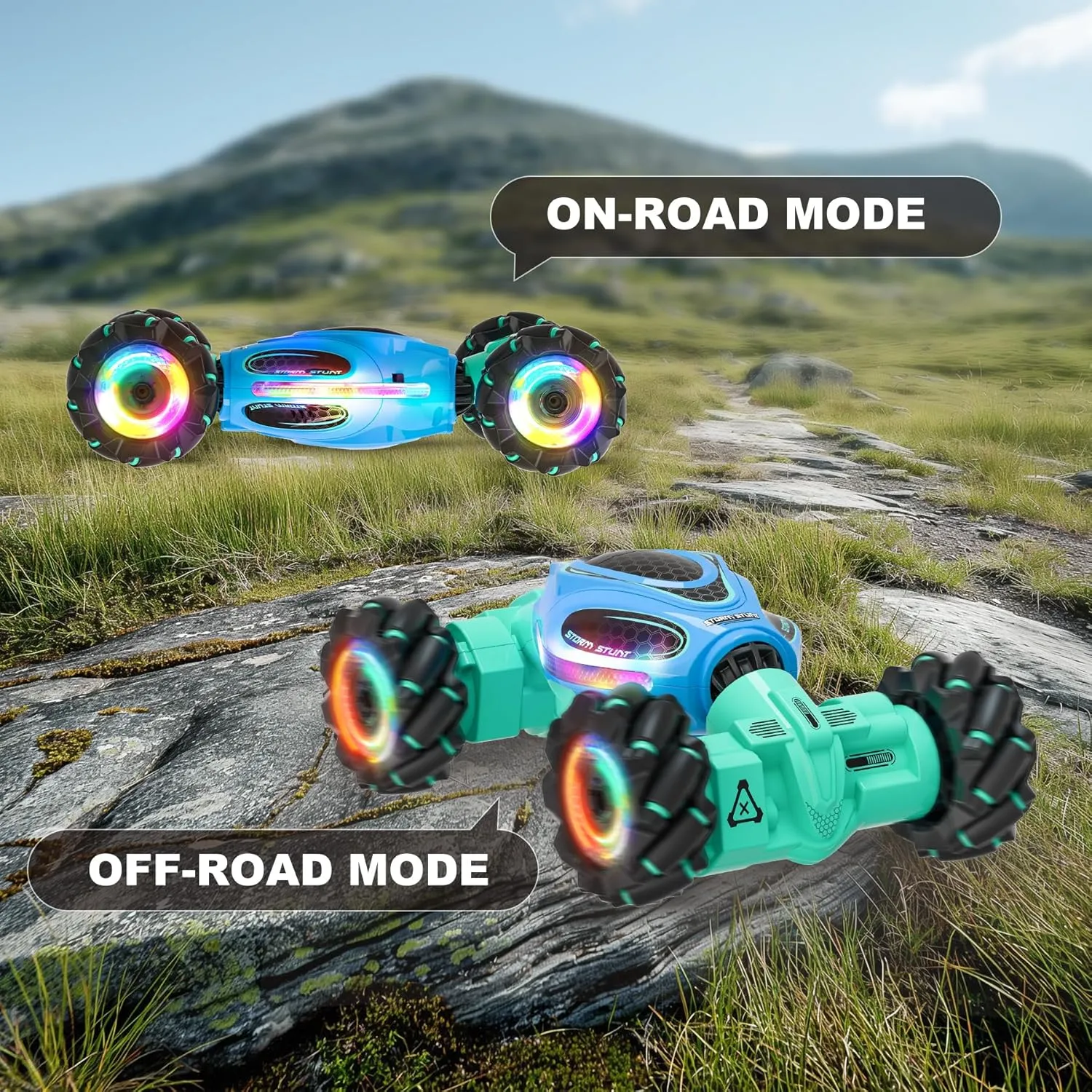 1:18 Scale 4wd Transform Off Road 360 Flips Rotating LED Lights Music Kids Gift Hand Gesture Sensing RC Stunt Car - Image 7