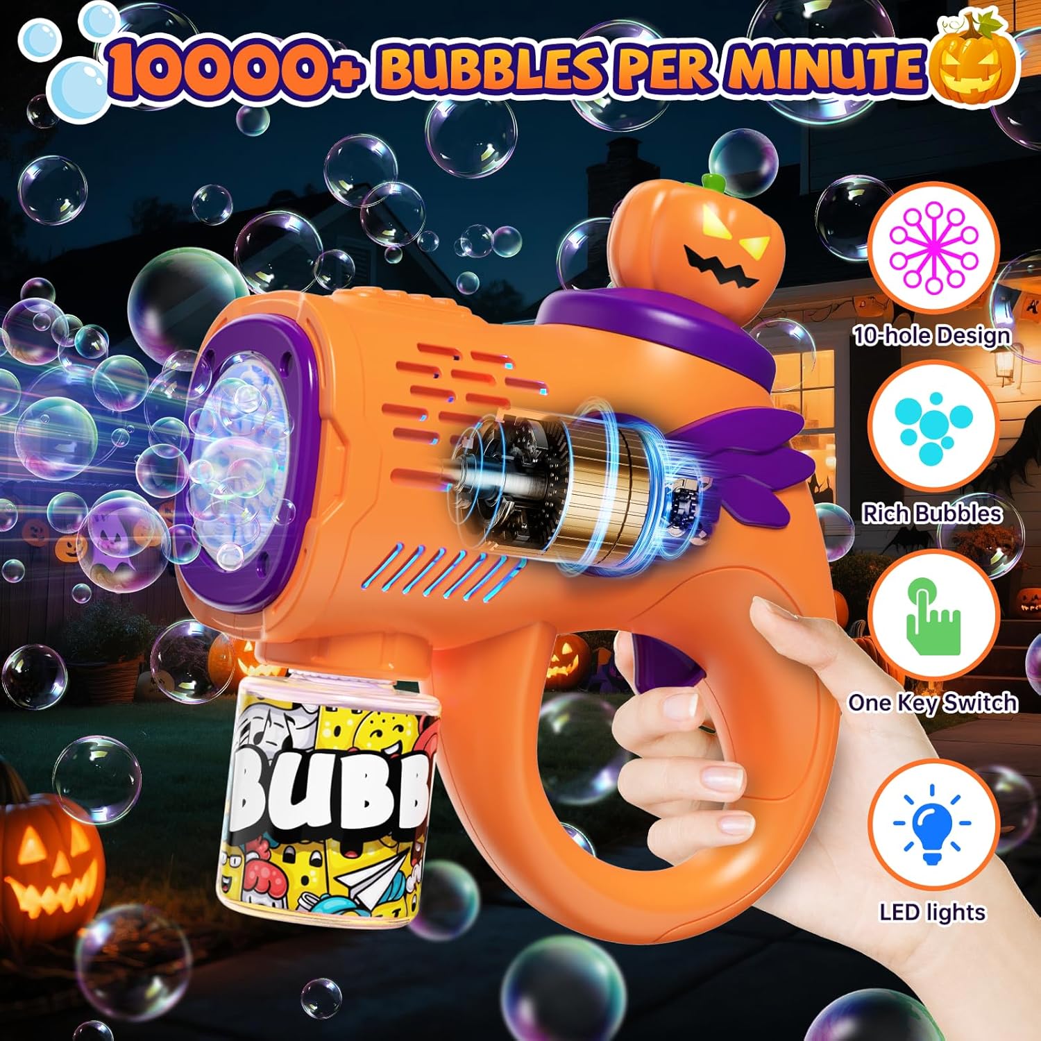 New Automatic Bubble Maker Blaster Toys with LED Lights Bubble Machine for Kids Halloween Bubble Gun - Image 13
