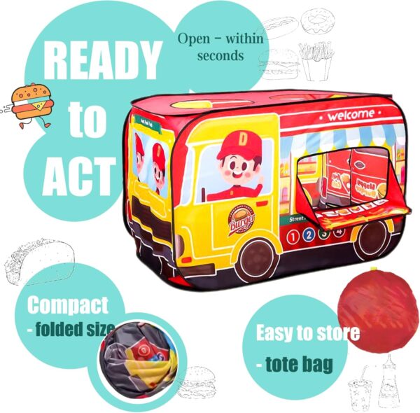 Family Kitchen Set Toy Soft Polyester Style Food Truck Play Tent Chicken Burger Matched Pop up Tent - Image 14