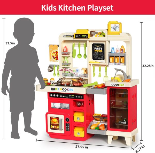 82CM Simulation Tableware Family Cooking Water Spray Steam Lights Sound Sink Pretend Toddler Kitchen Toy - Image 12
