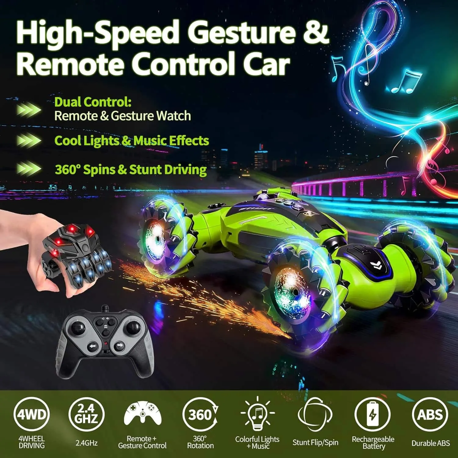 1:12 Gesture Control 4WD Double-Sided Off-Road RC Stunt Car with Lights Twist Body for Kids - Image 14