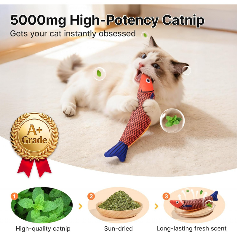Cat Toys Saury Fish, 3 Pack, Catnip Crinkle Sound - Image 5
