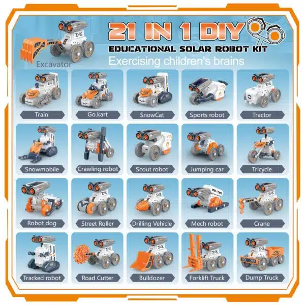 21 In-1 Solar Robot Building STEM Toy Educational Toy Battery Solar Powered STEM Building Toy Set with 210 Pieces - Image 21