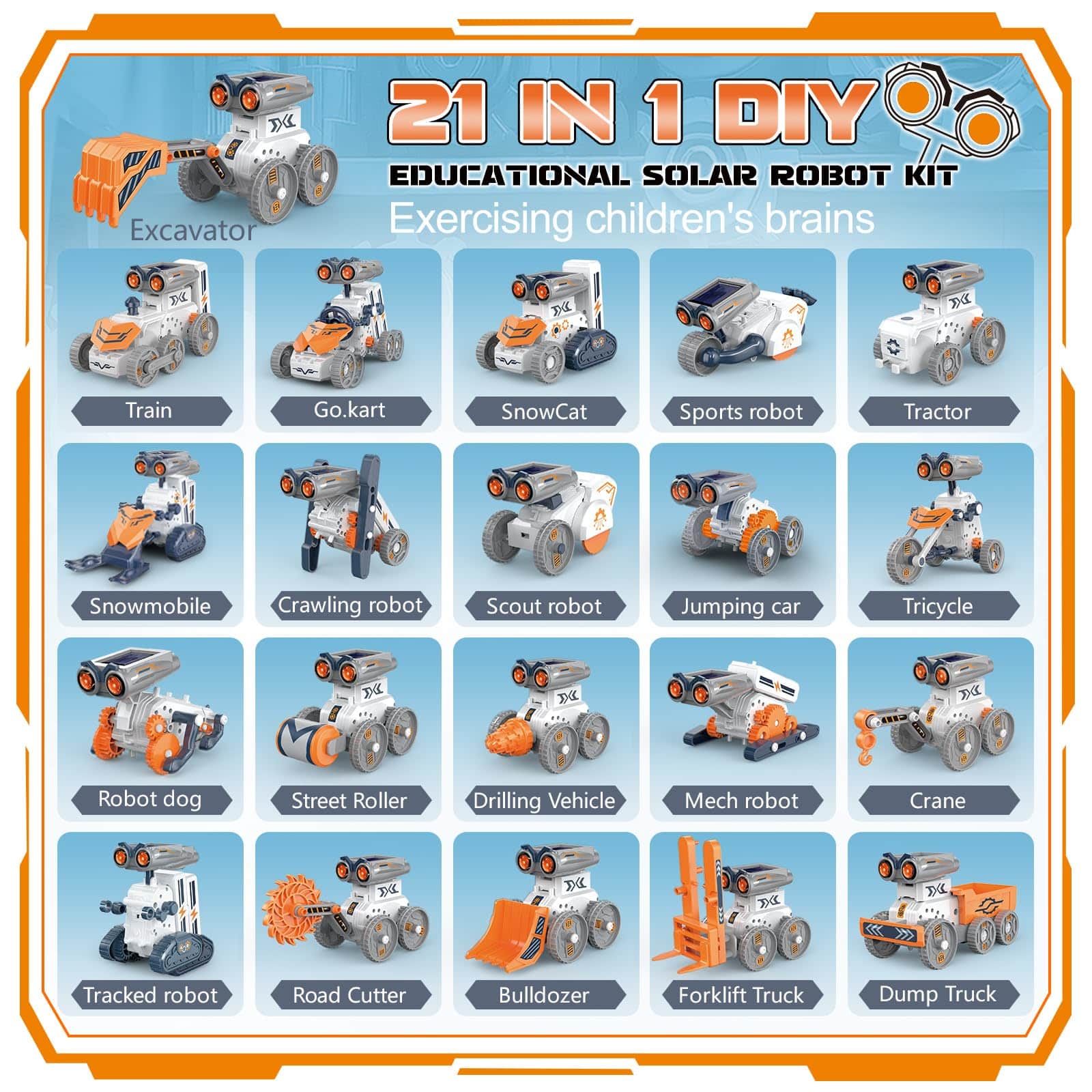 21 In-1 Solar Robot Building STEM Toy Educational Toy Battery Solar Powered STEM Building Toy Set with 210 Pieces - Image 19