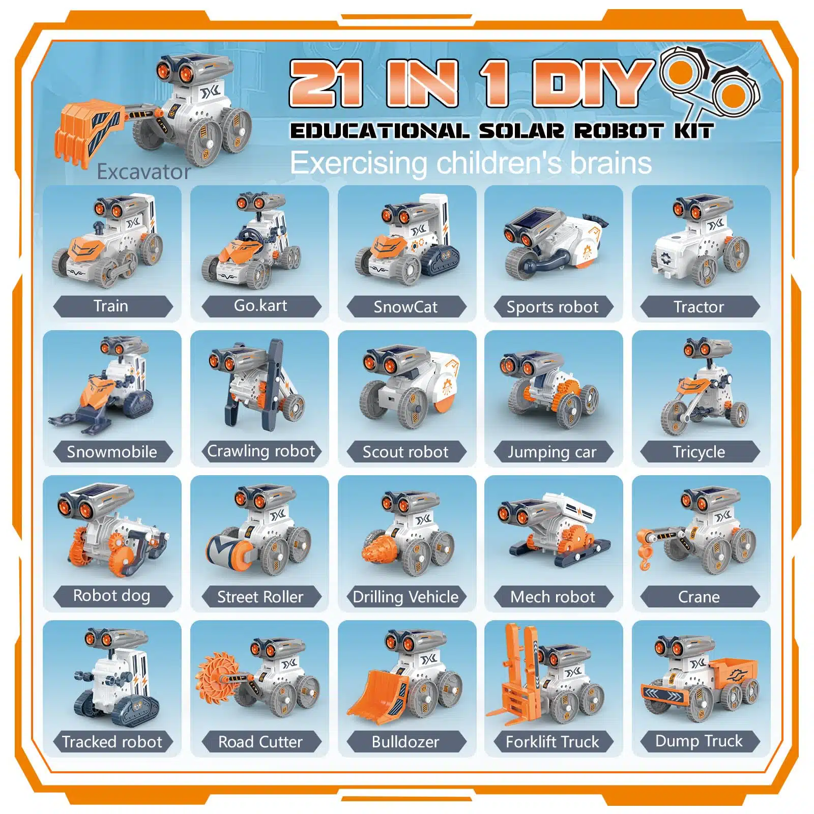 21 In-1 Solar Robot Building STEM Toy Educational Toy Battery Solar Powered STEM Building Toy Set with 210 Pieces - Image 20