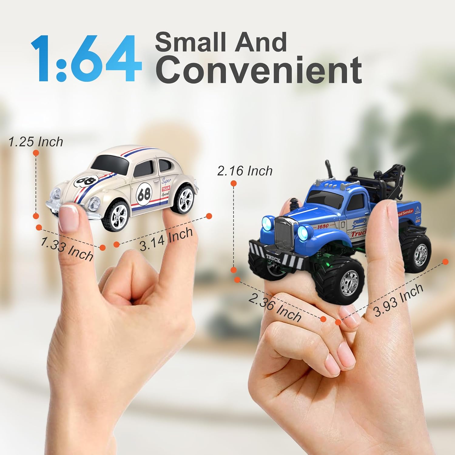 New Fast 1:64 Scale Mini Alloy Truck Electric Led Lights 24ghz Remote App Control 3 Speed Rc Car - Image 13