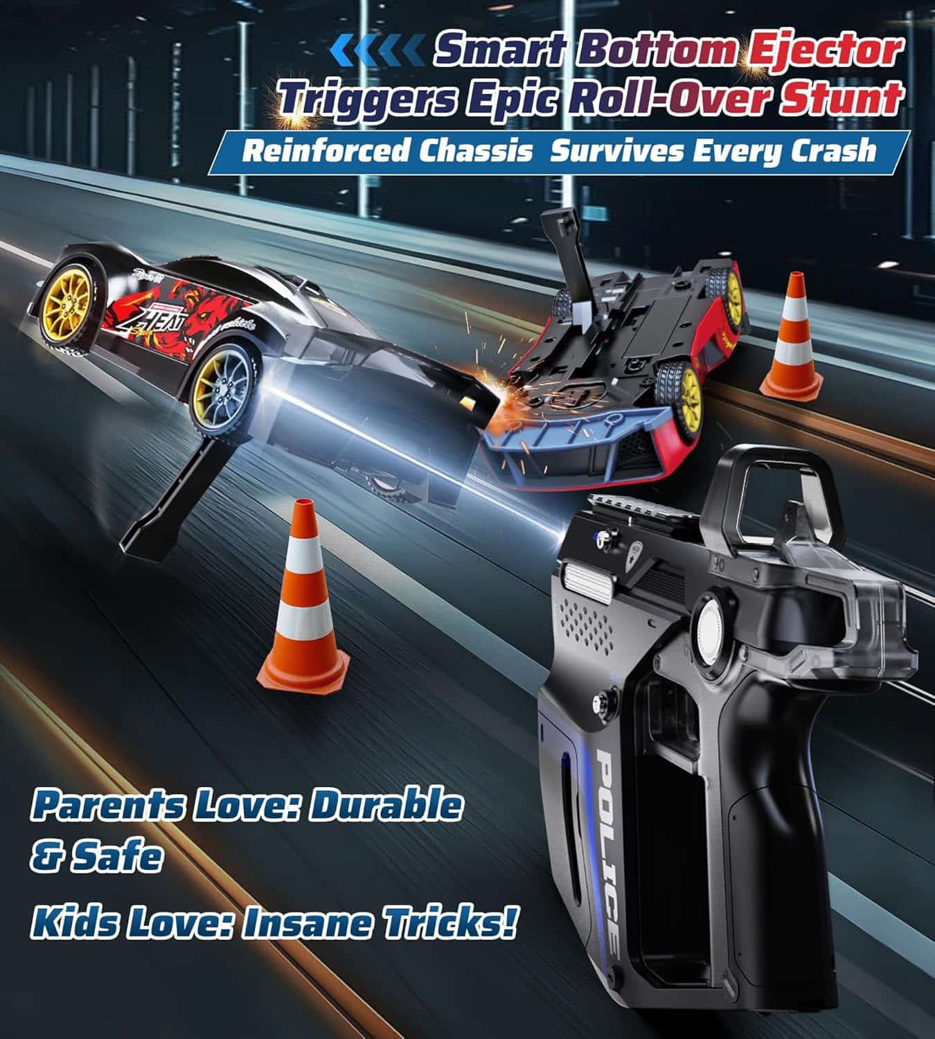 Innovative 2.4G Sensor Chase Game Dual Remotes Ejection Launcher Parent Child Interactive Battle RC Car Set - Image 7