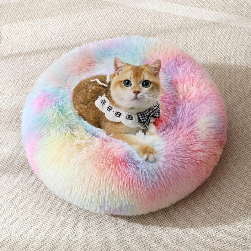 Small Dog Bed, Calming Soft Anti-Anxiety Donut Cat Bed - Image 17