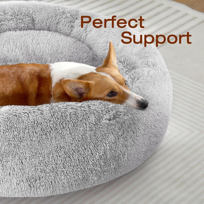Small Dog Bed, Calming Soft Anti-Anxiety Donut Cat Bed - Image 2
