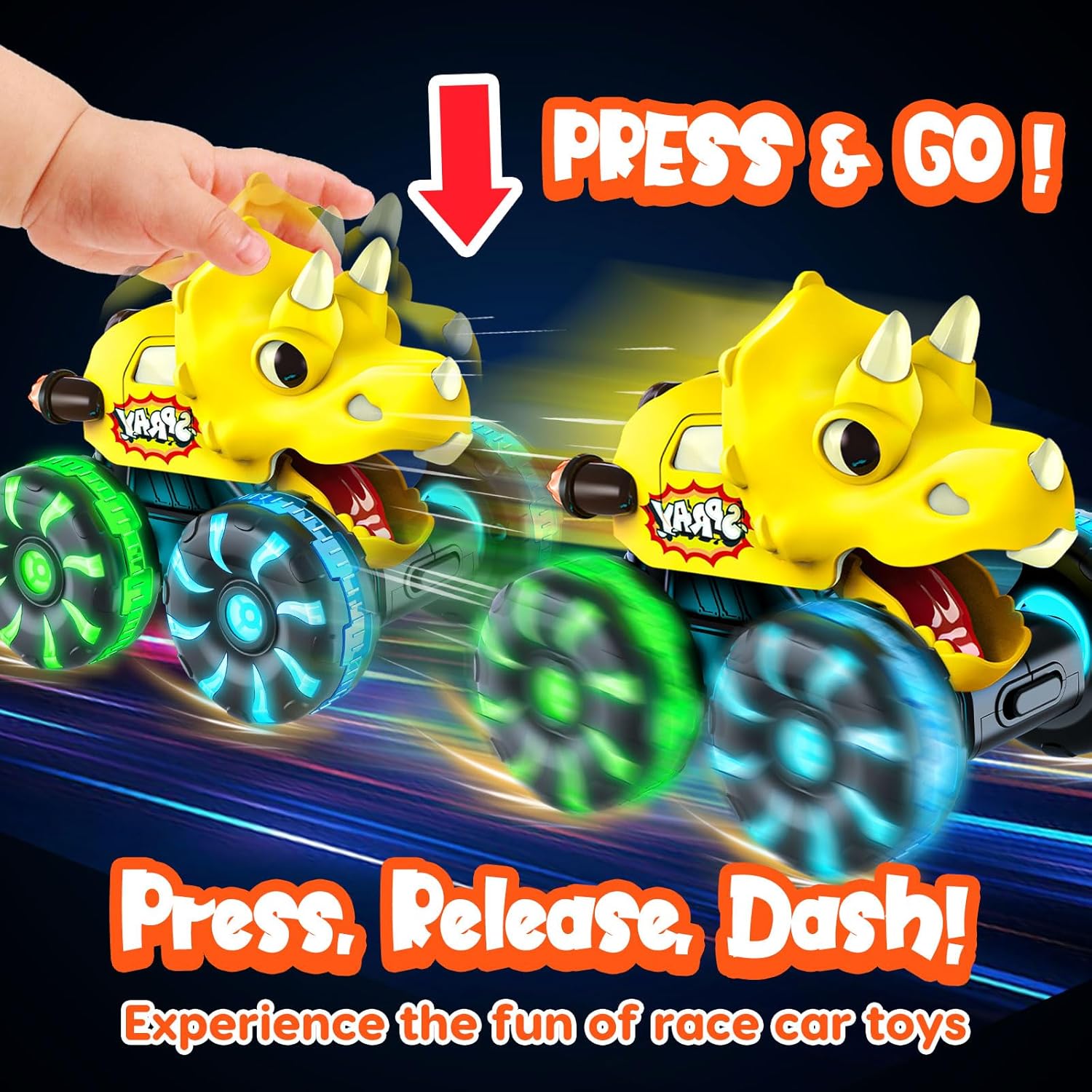 Press and Go Cars Toys Inertial Glide Model Light-up Toys Pull Back Truck Monster Truck Toys Dinosaur Cars - Image 11