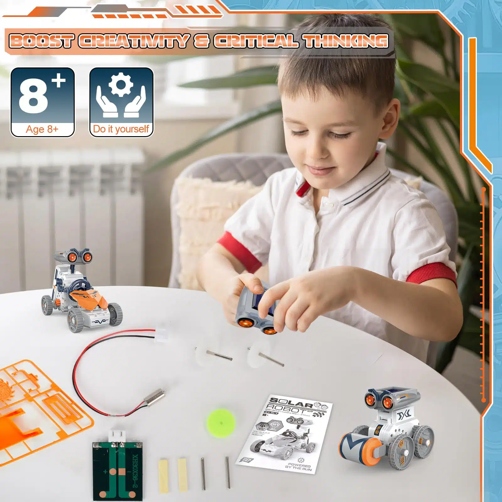 21 In-1 Solar Robot Building STEM Toy Educational Toy Battery Solar Powered STEM Building Toy Set with 210 Pieces - Image 17