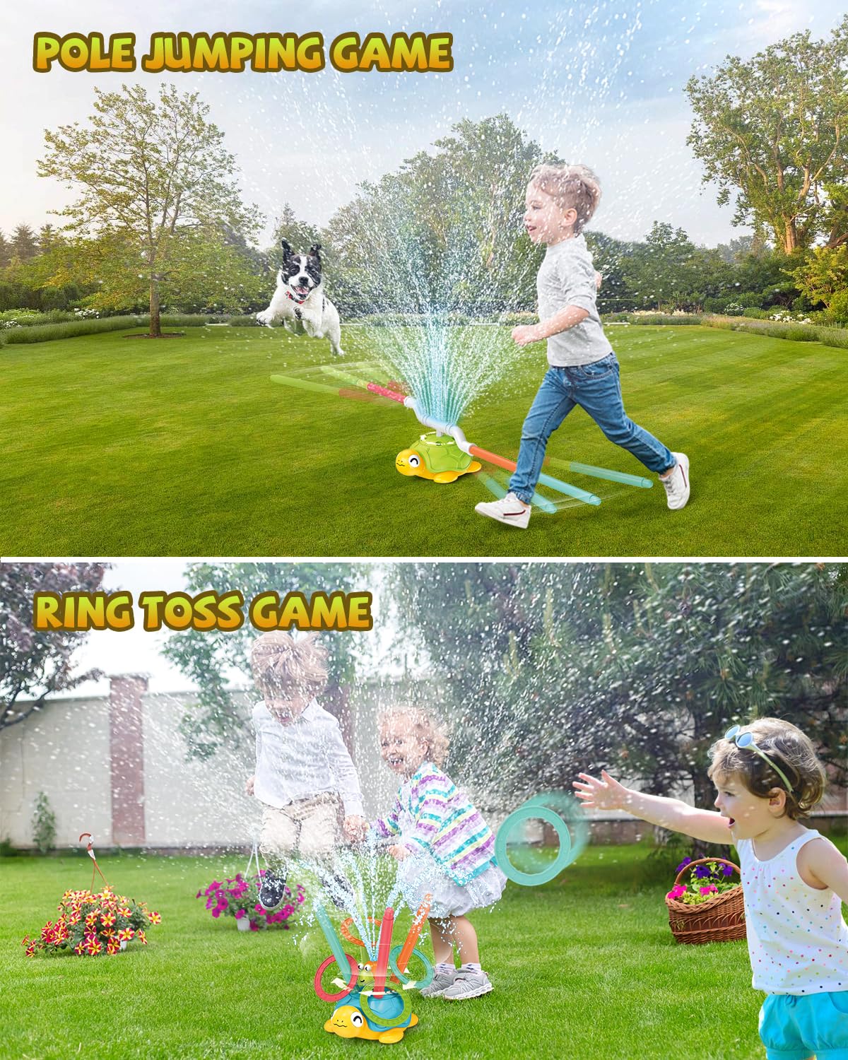 3-in-1 Plastic Turtle Water Sprinkler Summer Fun Backyard Games with Splash Water Toys for Kids - Image 9