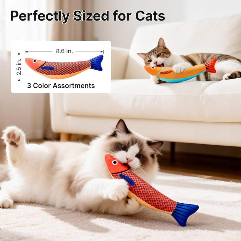 Cat Toys Saury Fish, 3 Pack, Catnip Crinkle Sound - Image 3
