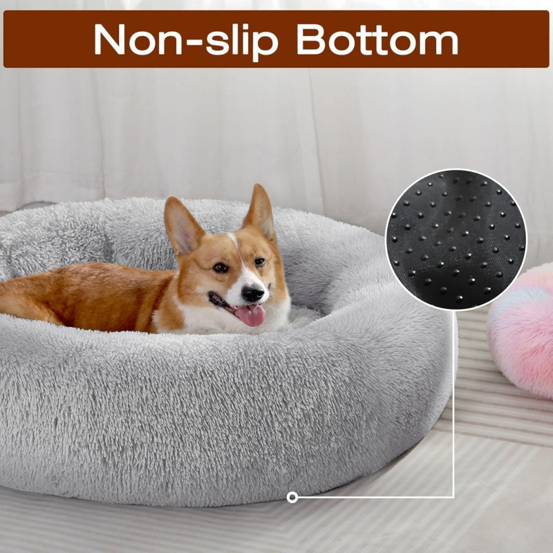 Small Dog Bed, Calming Soft Anti-Anxiety Donut Cat Bed - Image 14