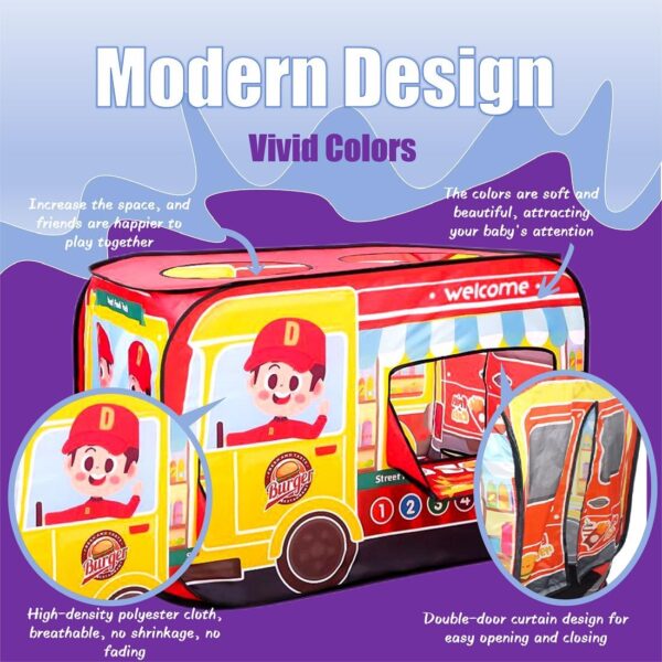 Family Kitchen Set Toy Soft Polyester Style Food Truck Play Tent Chicken Burger Matched Pop up Tent - Image 10