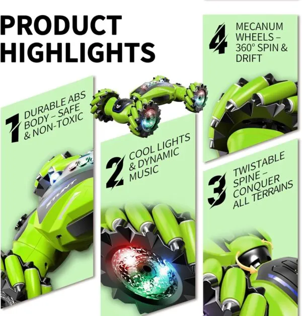 1:12 Gesture Control 4WD Double-Sided Off-Road RC Stunt Car with Lights Twist Body for Kids - Image 11