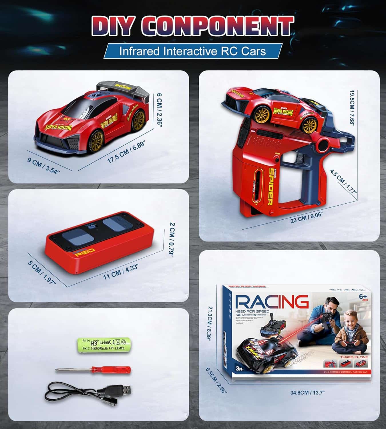 Innovative 2.4G Sensor Chase Game Dual Remotes Ejection Launcher Parent Child Interactive Battle RC Car Set - Image 10
