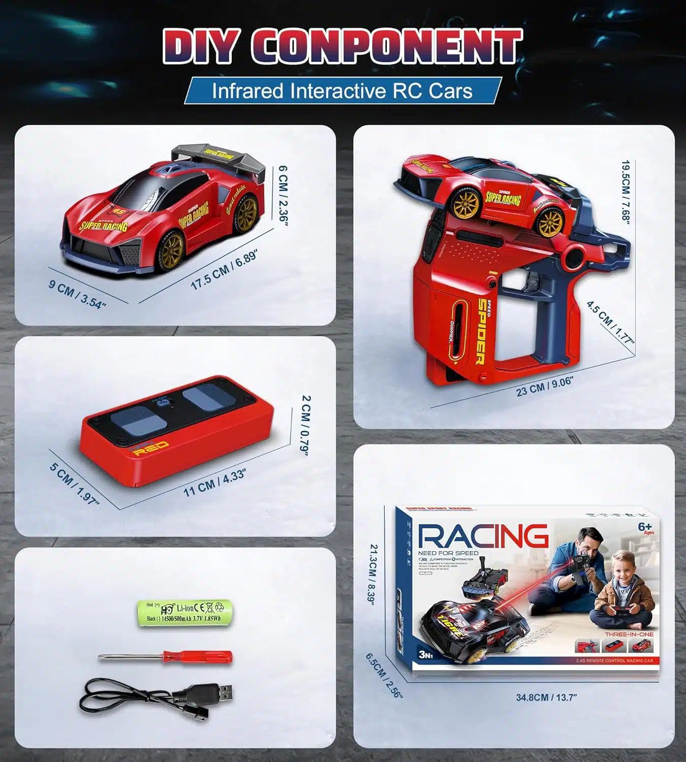 Innovative 2.4G Sensor Chase Game Dual Remotes Ejection Launcher Parent Child Interactive Battle RC Car Set - Image 11