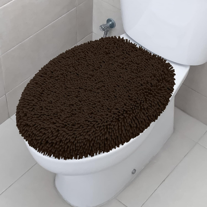 Shaggy Chenille Bathroom Toilet Lid Cover - Image 2