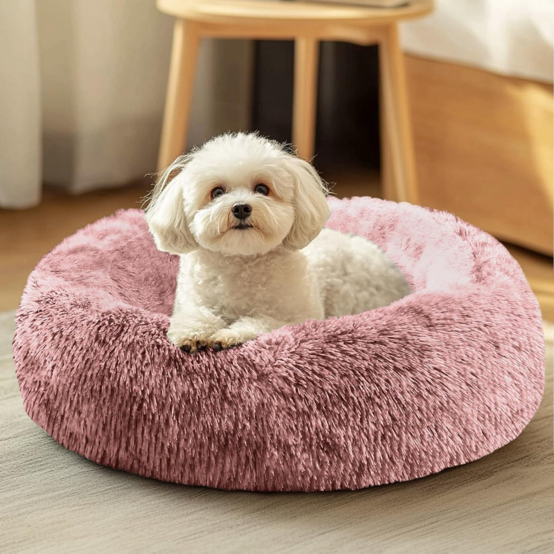 Small Dog Bed, Calming Soft Anti-Anxiety Donut Cat Bed - Image 7