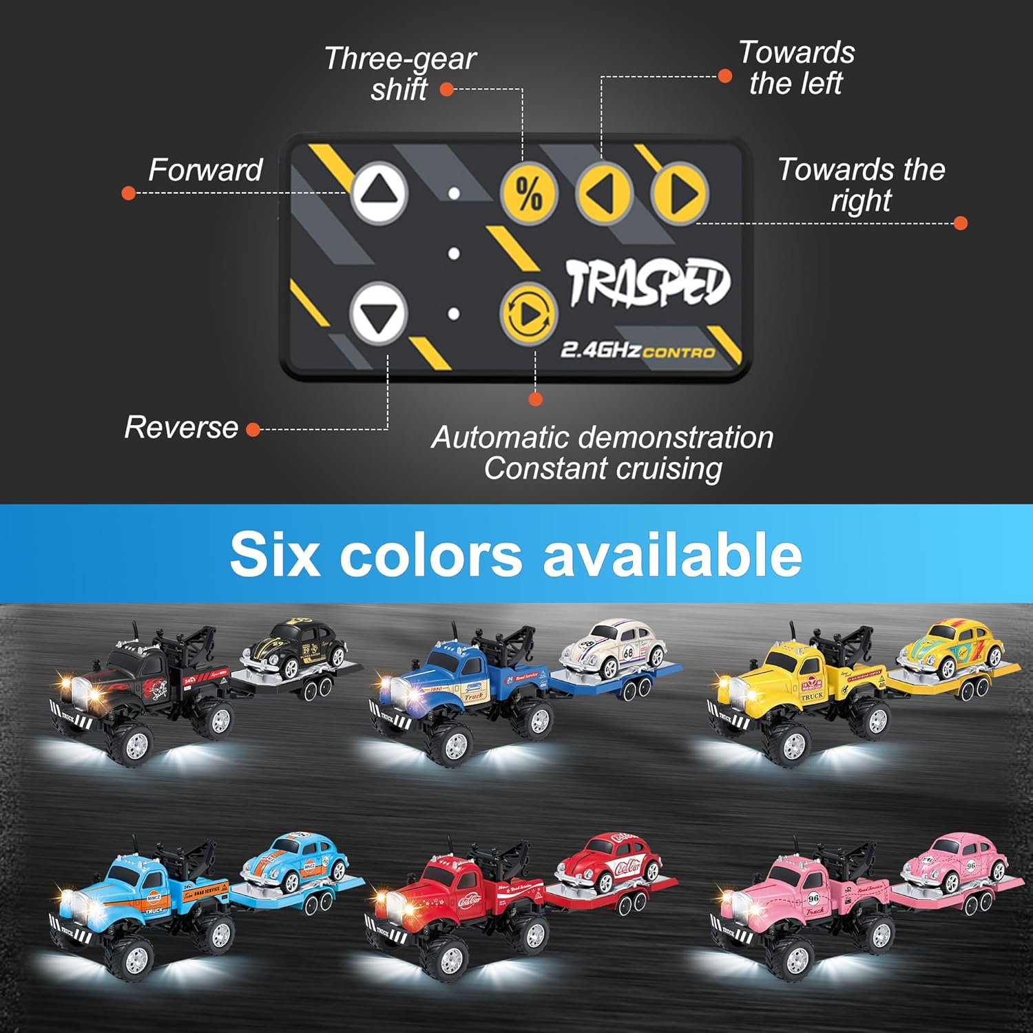 New Fast 1:64 Scale Mini Alloy Truck Electric Led Lights 24ghz Remote App Control 3 Speed Rc Car - Image 9