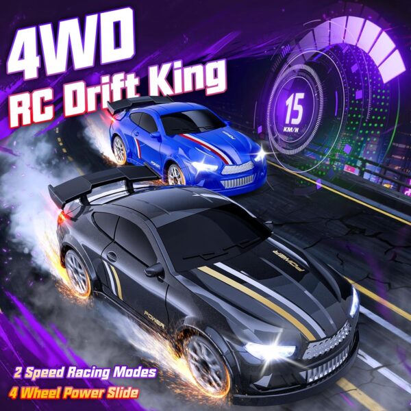 1/64 Scale 4WD High Speed LED Lights 2.4GHz Proportional 2-Speed Stunt Adults Kids Remote Control Mini Drift RC Car - Image 10