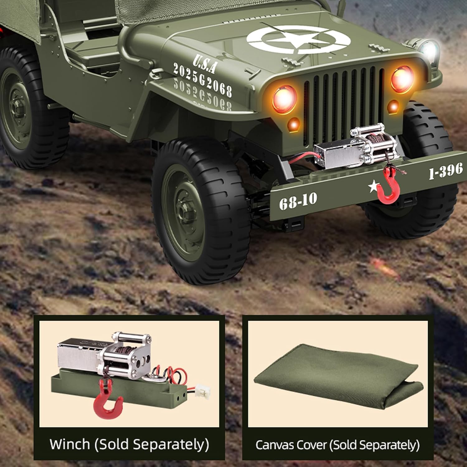 1:10 Scale D888 Willys RC Crawlers Truck 2.4Ghz 4WD Off Road Rock Crawler Vehicle with Lights RC Truck - Image 7