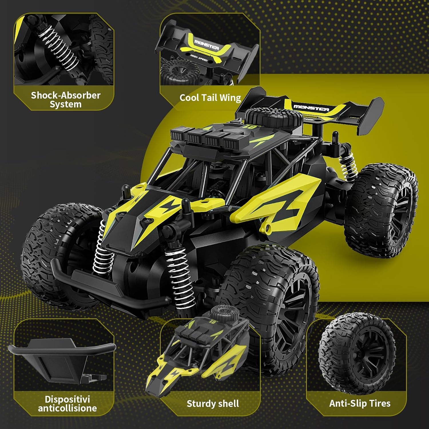 Professional 24G High Speed Off Road 1:18 Scale Four Wheel Climber Light Radio Remote Control 1:18 Off Road RC Car - Image 9