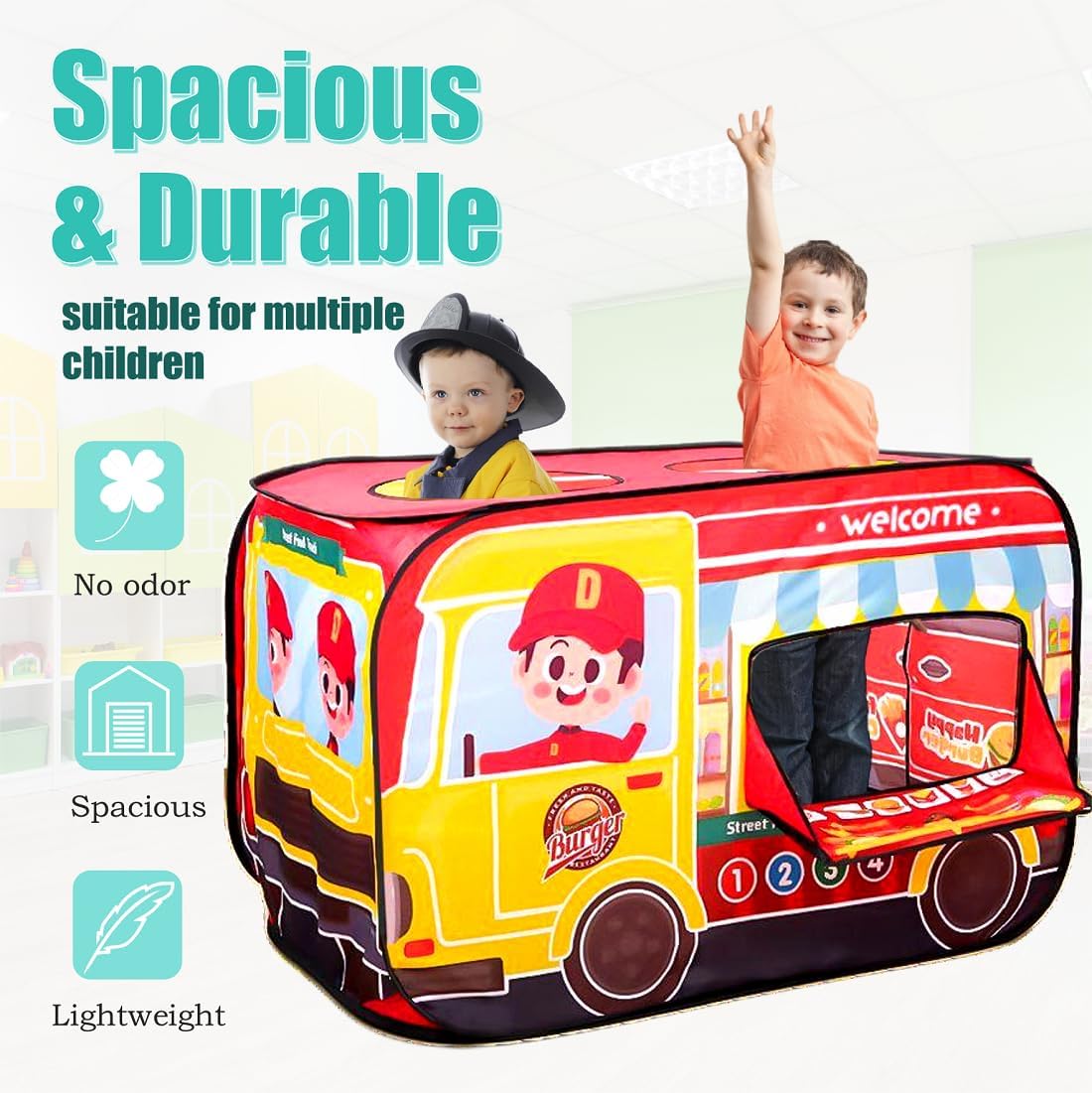 Family Kitchen Set Toy Soft Polyester Style Food Truck Play Tent Chicken Burger Matched Pop up Tent - Image 7