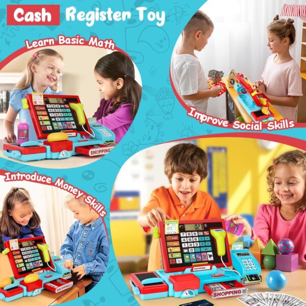 Educational Interactive Supermarket Pos Calculator Kids Pretend Learning Play Sound Scanner Supermarket Cash Register Toy - Image 4