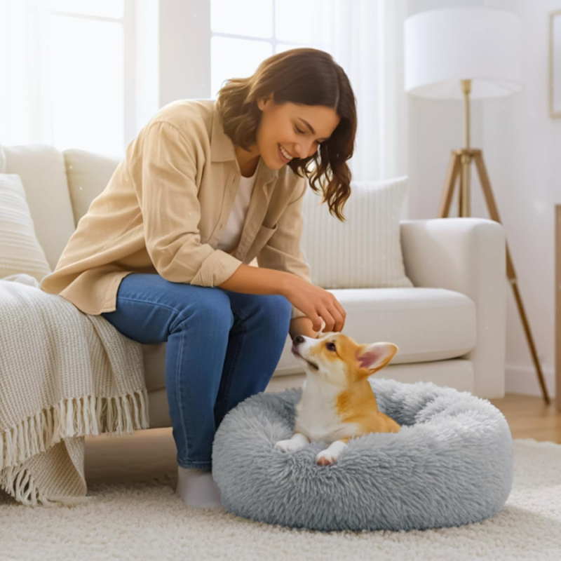 Calming Donut Dog and Cat Bed for Indoor Cats - Image 3