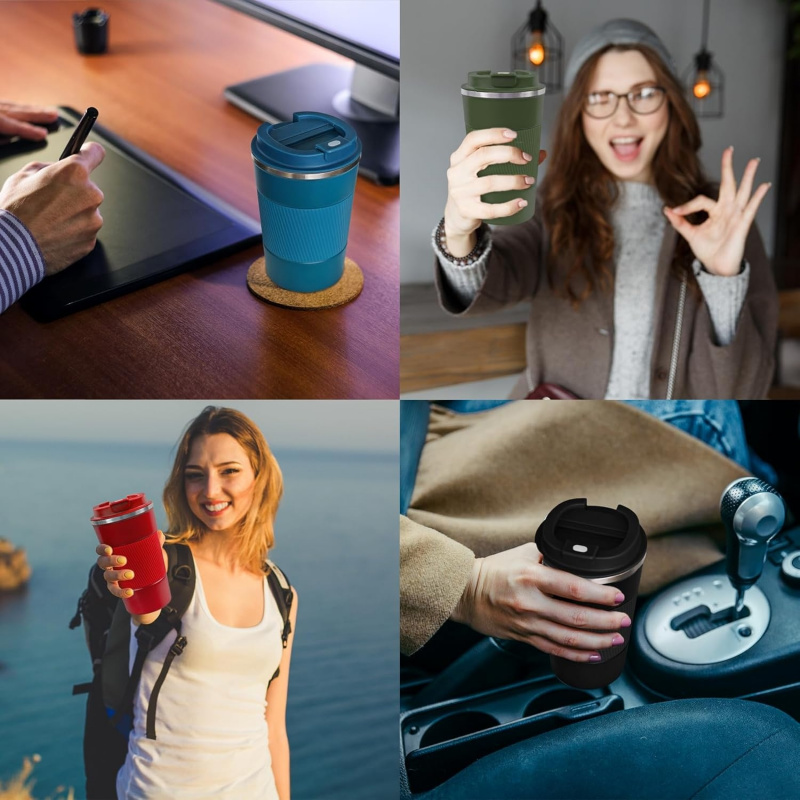 4 Pack Insulated Coffee Mug with Lid 12oz - Image 3