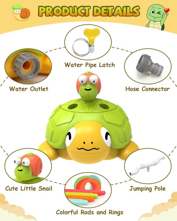 3-in-1 Plastic Turtle Water Sprinkler Summer Fun Backyard Games with Splash Water Toys for Kids - Image 6