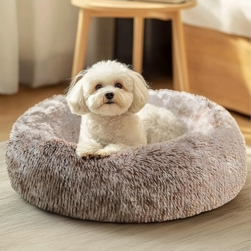 Small Dog Bed, Calming Soft Anti-Anxiety Donut Cat Bed - Image 18