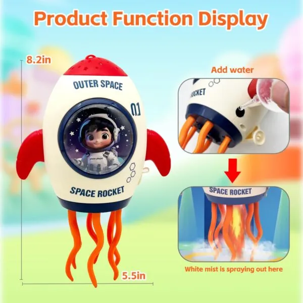 Electric Rocket Dancing Octopus Toy LED Light Music Spray Projection Tummy Time Crawling Training Baby Gift for Toddlers - Image 4
