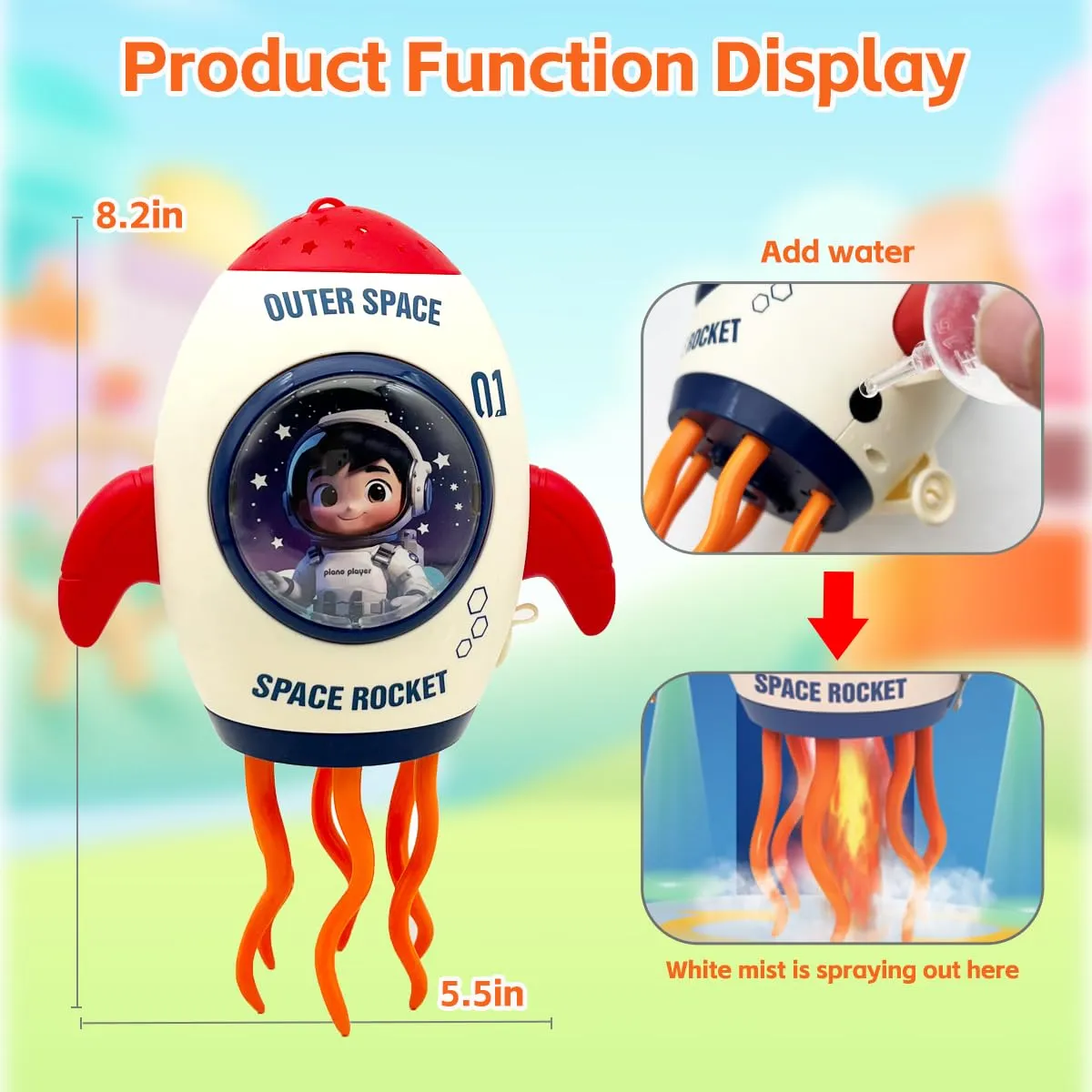 Electric Rocket Dancing Octopus Toy LED Light Music Spray Projection Tummy Time Crawling Training Baby Gift for Toddlers - Image 3